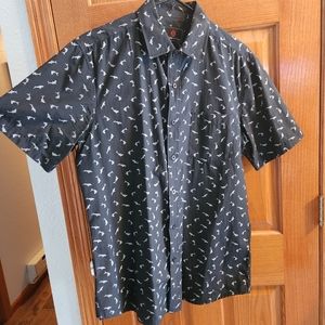 Short sleeve button up shark printed shirt